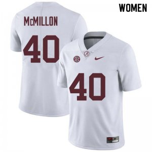 NCAA Women's Alabama Crimson Tide #40 Joshua McMillon Stitched College Nike Authentic White Football Jersey IK17F41XH